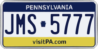 PA license plate JMS5777