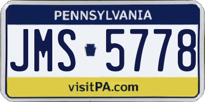 PA license plate JMS5778