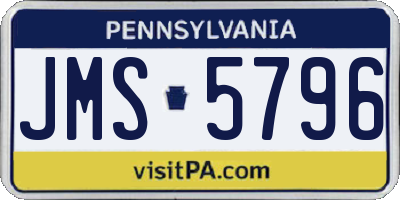 PA license plate JMS5796