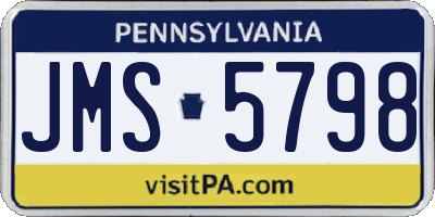 PA license plate JMS5798