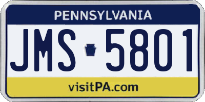 PA license plate JMS5801