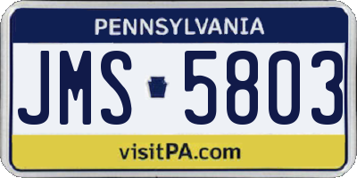 PA license plate JMS5803
