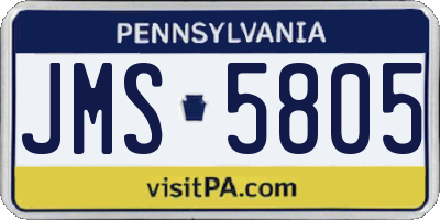 PA license plate JMS5805