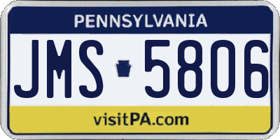 PA license plate JMS5806