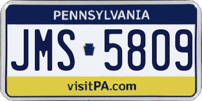 PA license plate JMS5809