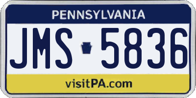 PA license plate JMS5836