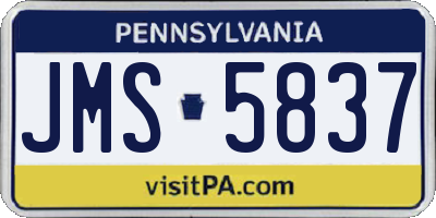 PA license plate JMS5837