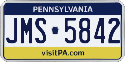 PA license plate JMS5842