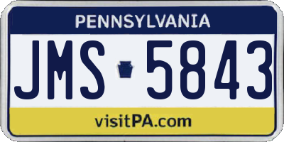 PA license plate JMS5843