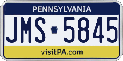 PA license plate JMS5845