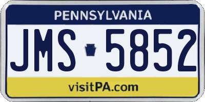 PA license plate JMS5852