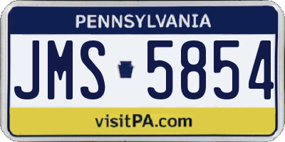 PA license plate JMS5854