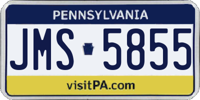 PA license plate JMS5855