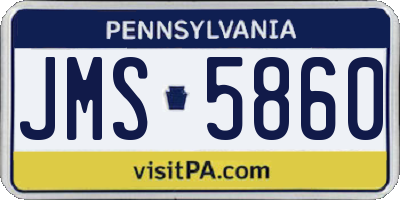 PA license plate JMS5860