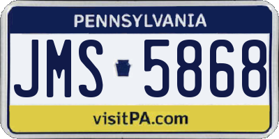 PA license plate JMS5868