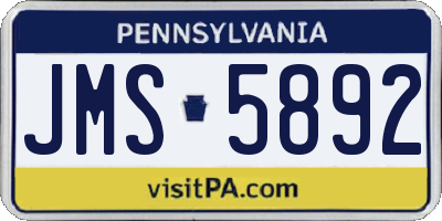 PA license plate JMS5892