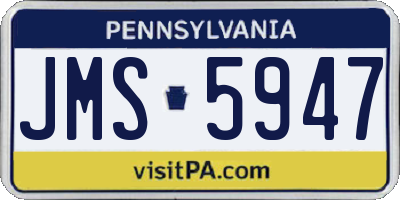PA license plate JMS5947