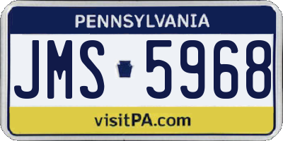 PA license plate JMS5968