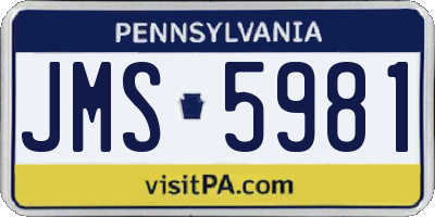 PA license plate JMS5981