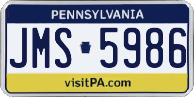 PA license plate JMS5986
