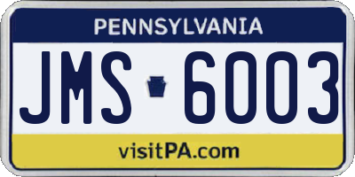 PA license plate JMS6003