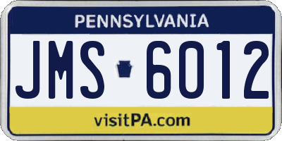 PA license plate JMS6012