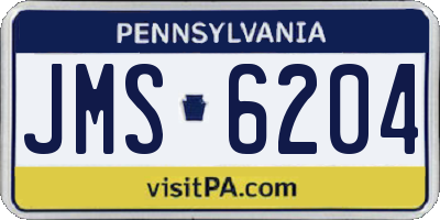 PA license plate JMS6204