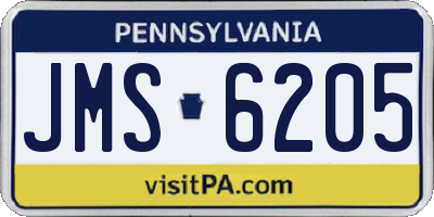PA license plate JMS6205