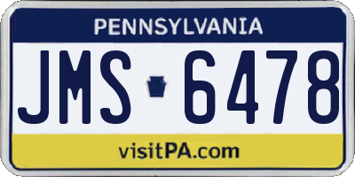 PA license plate JMS6478