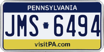 PA license plate JMS6494