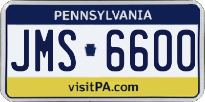 PA license plate JMS6600