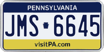 PA license plate JMS6645