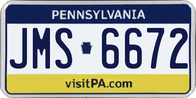 PA license plate JMS6672
