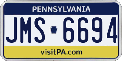 PA license plate JMS6694