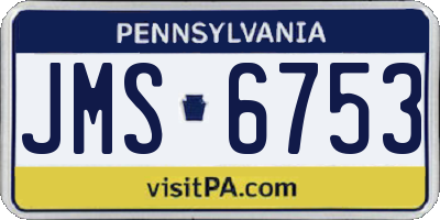 PA license plate JMS6753