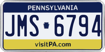 PA license plate JMS6794