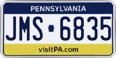 PA license plate JMS6835