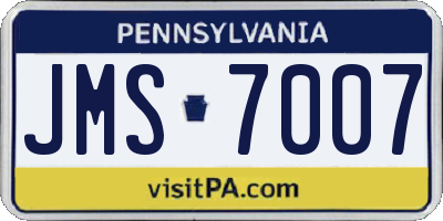 PA license plate JMS7007
