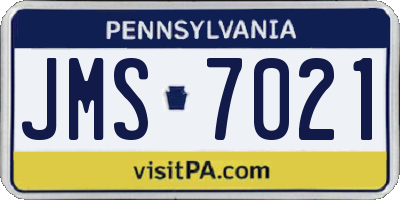 PA license plate JMS7021