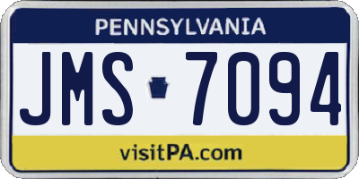 PA license plate JMS7094