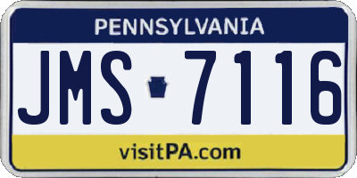 PA license plate JMS7116