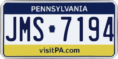 PA license plate JMS7194
