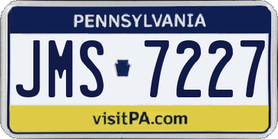PA license plate JMS7227