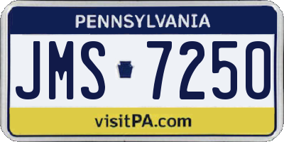 PA license plate JMS7250