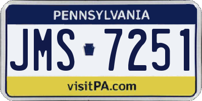 PA license plate JMS7251