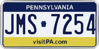 PA license plate JMS7254