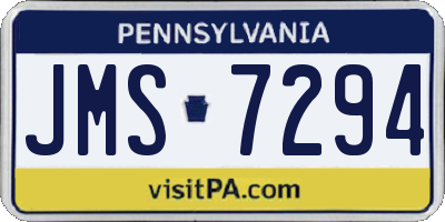 PA license plate JMS7294