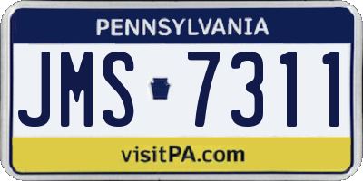 PA license plate JMS7311
