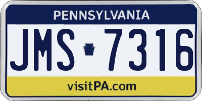 PA license plate JMS7316