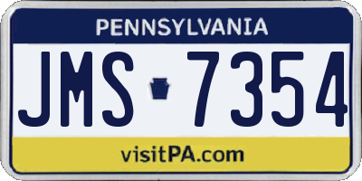 PA license plate JMS7354